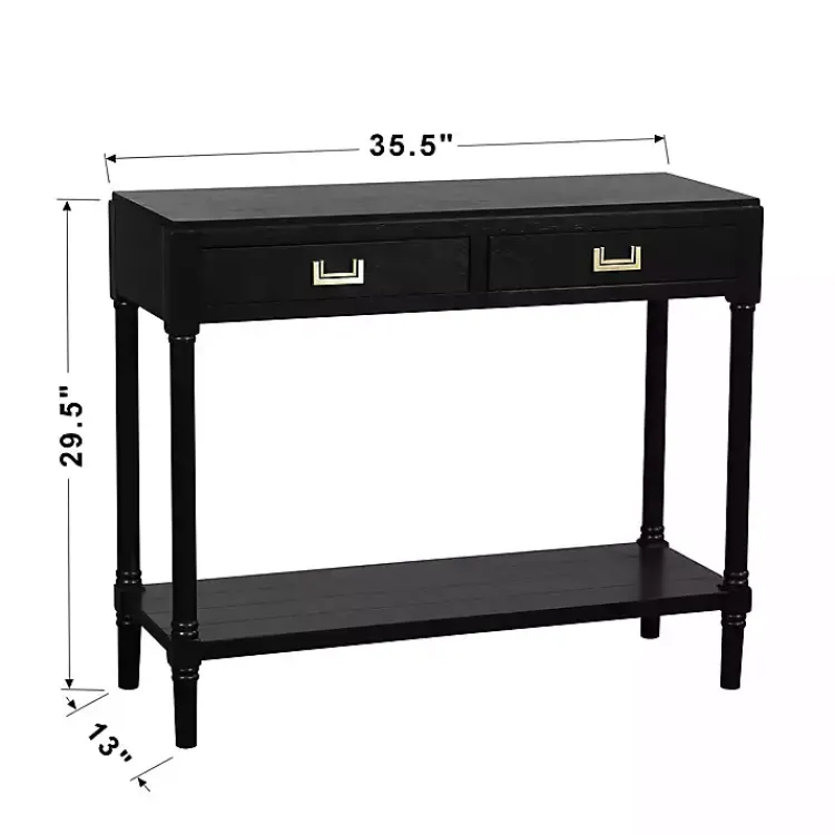 Kirklands Home Console Tables|Wood 2-Drawer Layla Console Table Black