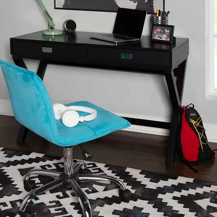 Kirklands Home Office Furniture|Wood 2-Drawer Peggy Desk Black