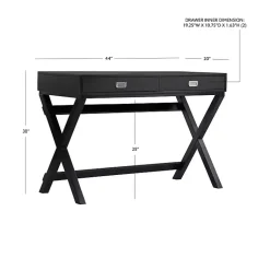 Kirklands Home Office Furniture|Wood 2-Drawer Peggy Desk Black