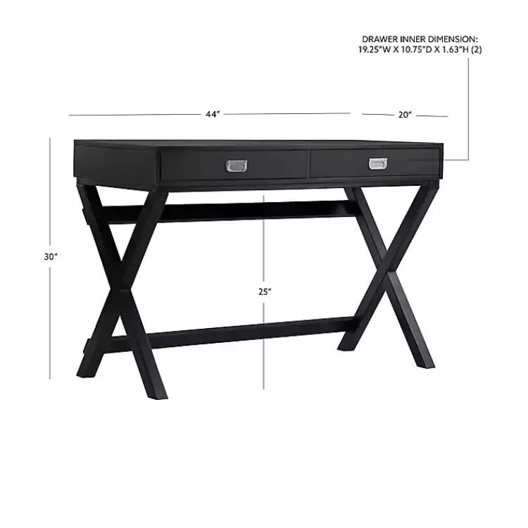 Kirklands Home Office Furniture|Wood 2-Drawer Peggy Desk Black
