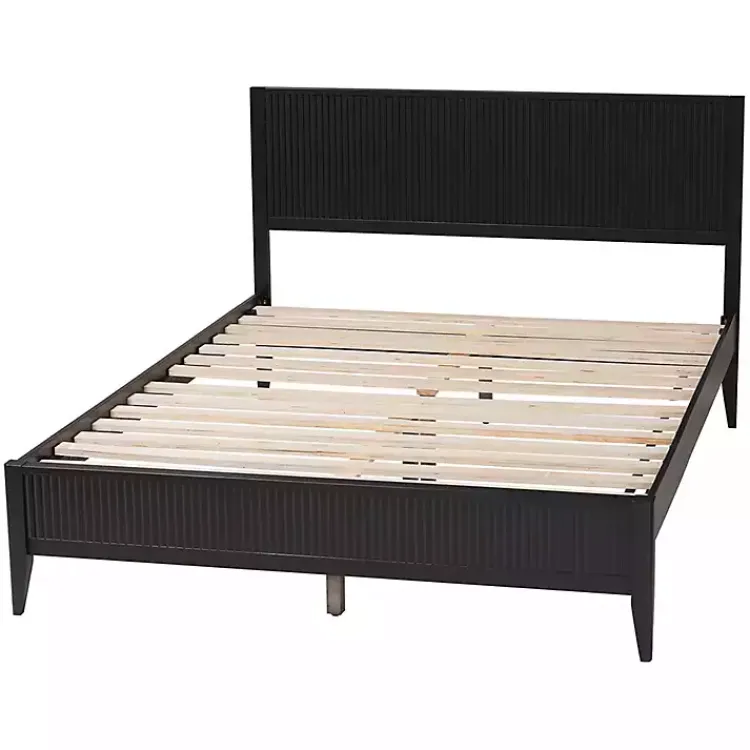 Kirklands Home Beds & Headboards|Wood Fluted Headboard Primrose Queen Bed Black