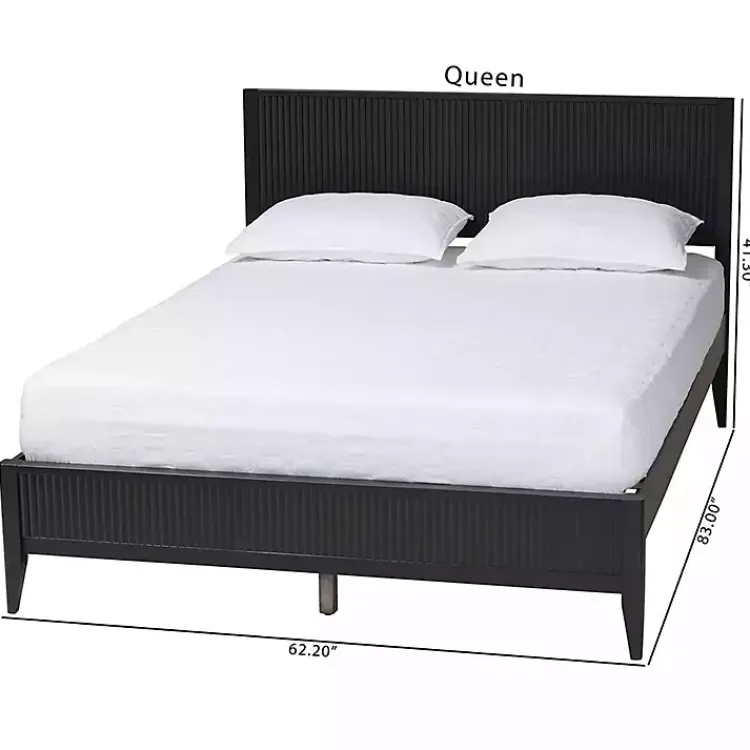 Kirklands Home Beds & Headboards|Wood Fluted Headboard Primrose Queen Bed Black