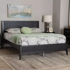Kirklands Home Beds & Headboards|Wood Fluted Headboard Primrose King Bed Black
