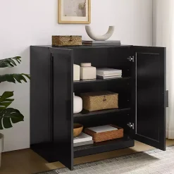 Kirklands Home Cabinets & Sideboards|Wood Grain Stackable Storage Cabinet Black