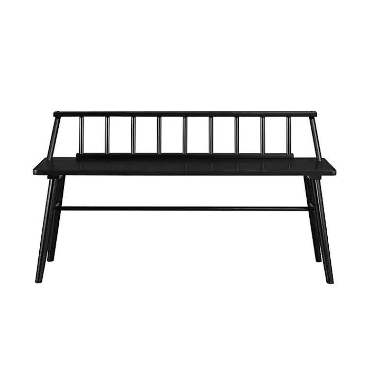 Kirklands Home Benches & Ottomans|Wood Low Back Spindle Bench Black