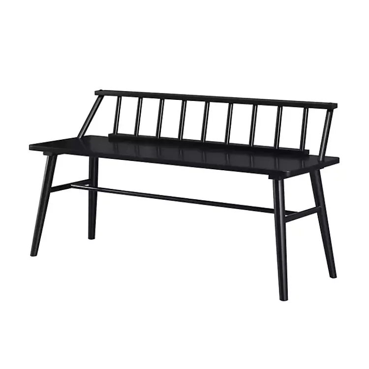 Kirklands Home Benches & Ottomans|Wood Low Back Spindle Bench Black