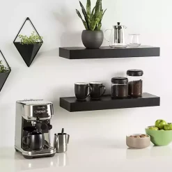 Kirklands Home Shelves|Black Wood 2-pc. Floating Shelves, 24 in.