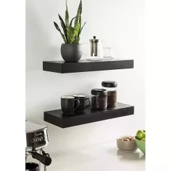 Kirklands Home Shelves|Black Wood 2-pc. Floating Shelves, 24 in.
