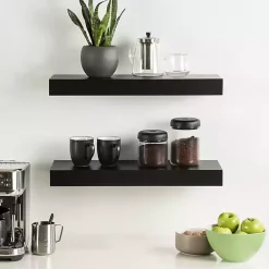 Kirklands Home Shelves|Black Wood 2-pc. Floating Shelves, 24 in.