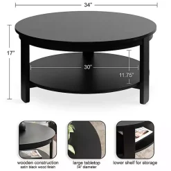 Kirklands Home Coffee Tables|Wood Round Ford Coffee Table Black