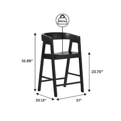 Kirklands Home Bar Stools & Counter Height Stools|Wood Rounded Modern Counter Stool Black