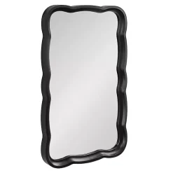 Kirklands Home Decorative Mirrors|Black Wood Scalloped Leigh Wall Mirror