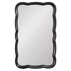 Kirklands Home Decorative Mirrors|Black Wood Scalloped Leigh Wall Mirror