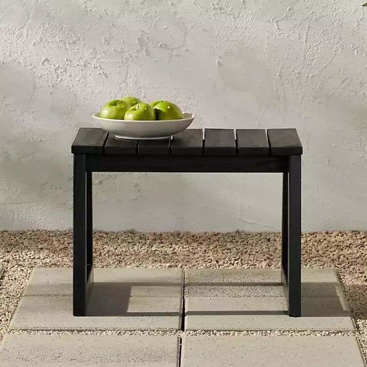 Kirklands Home Outdoor Tables|Wood Slatted Box Leg Outdoor Side Table Black