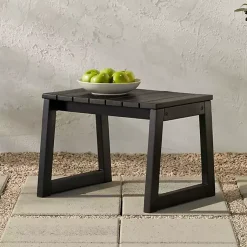 Kirklands Home Outdoor Tables|Wood Slatted Box Leg Outdoor Side Table Black