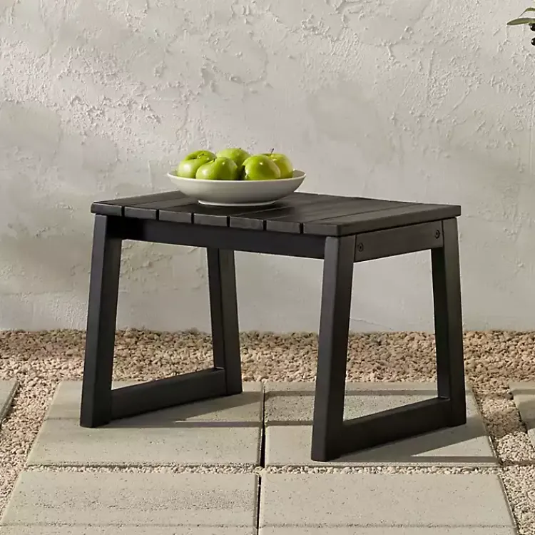 Kirklands Home Outdoor Tables|Wood Slatted Box Leg Outdoor Side Table Black