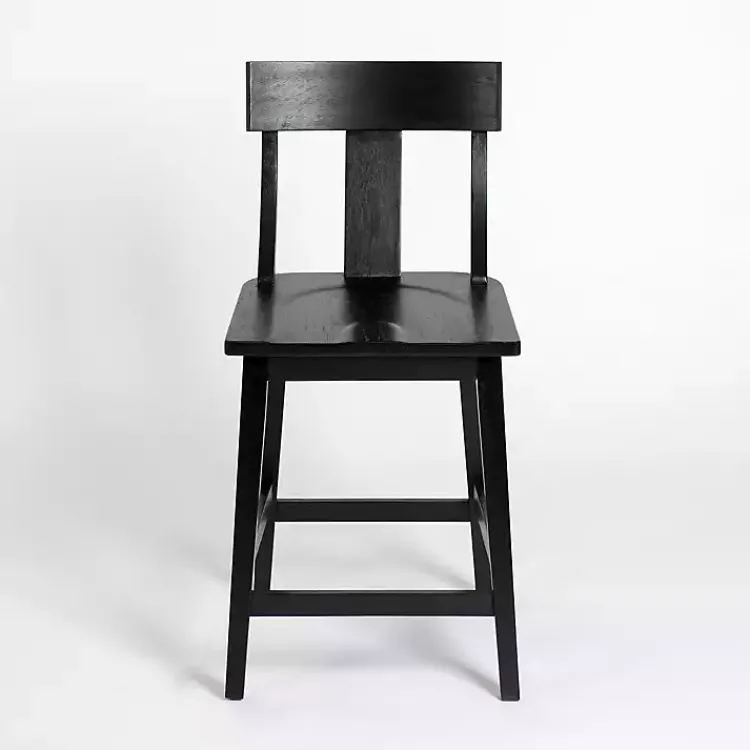 Kirklands Home Bar Stools & Counter Height Stools|Wood T-Back Counter Stool Black