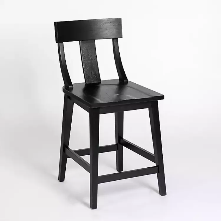 Kirklands Home Bar Stools & Counter Height Stools|Wood T-Back Counter Stool Black