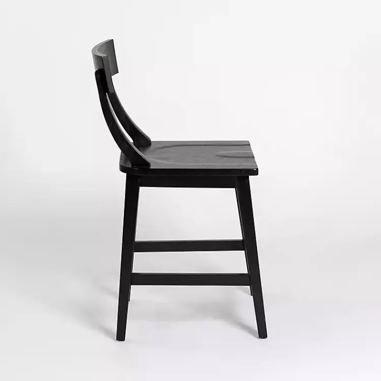 Kirklands Home Bar Stools & Counter Height Stools|Wood T-Back Counter Stool Black