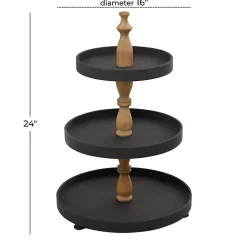Kirklands Home Serving & Entertaining|Wood 3-Tiered Decorative Tray Black