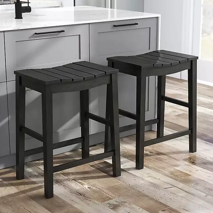 Kirklands Home Bar Stools & Counter Height Stools|Wood Whitcombe Counter Stools, Set of 2 Black