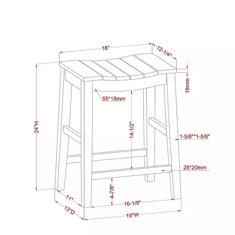 Kirklands Home Bar Stools & Counter Height Stools|Wood Whitcombe Counter Stools, Set of 2 Black