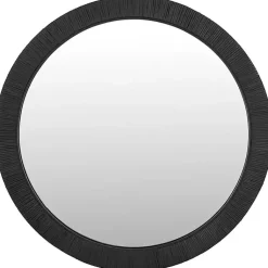 Kirklands Home Decorative Mirrors|Black Wood Wrapped Nellie Wall Mirror