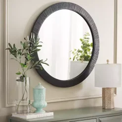 Kirklands Home Decorative Mirrors|Black Wood Wrapped Nellie Wall Mirror
