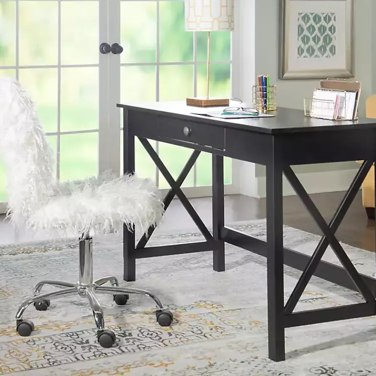 Kirklands Home Office Furniture|Wood X-Sides Desk Black