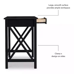 Kirklands Home Office Furniture|Wood X-Sides Desk Black