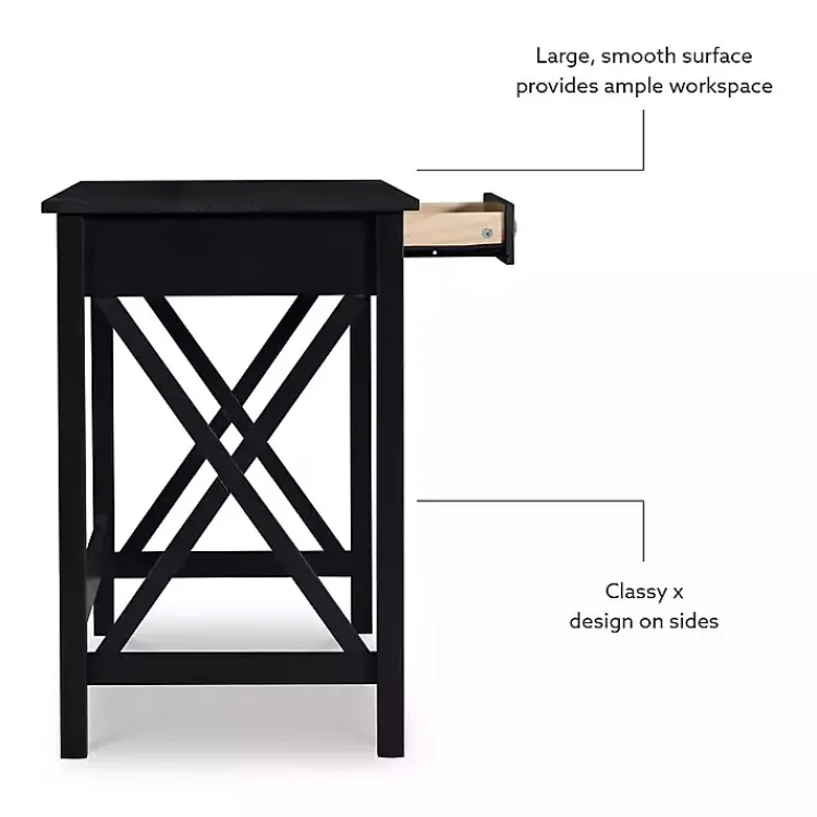 Kirklands Home Office Furniture|Wood X-Sides Desk Black