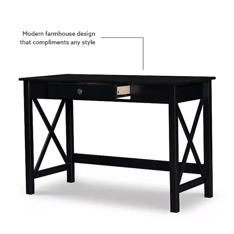 Kirklands Home Office Furniture|Wood X-Sides Desk Black