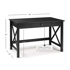 Kirklands Home Office Furniture|Wood X-Sides Desk Black