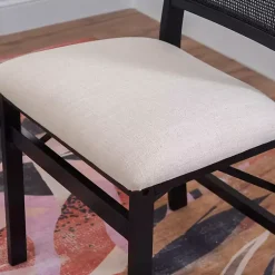 Kirklands Home Dining Chairs|Black Woven Cane Foldable Dining Chair