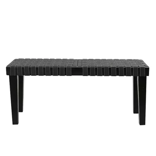 Kirklands Home Entryway Furniture|Woven Faux Leather Bench Black
