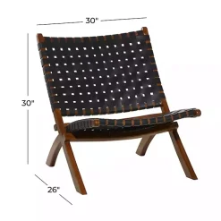 Kirklands Home Accent Chairs|Woven Leather Folding Accent Chair Black