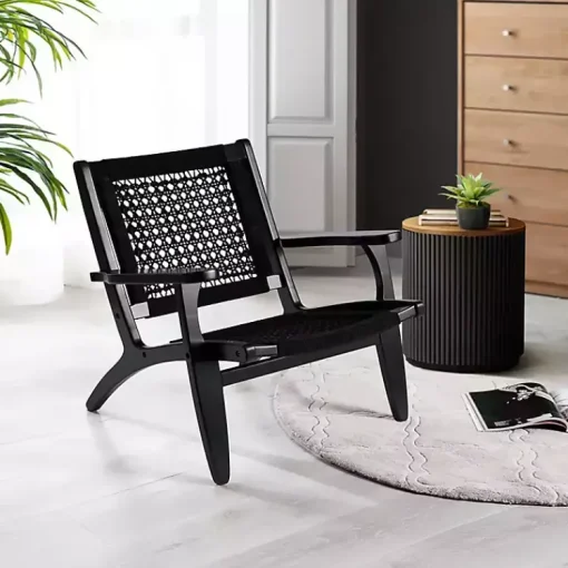 Kirklands Home Accent Chairs|Woven Rope Accent Chair Black