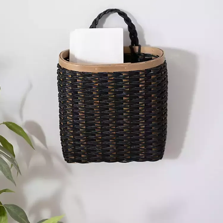 Kirklands Home Wall Storage|Black Woven Wall Pocket