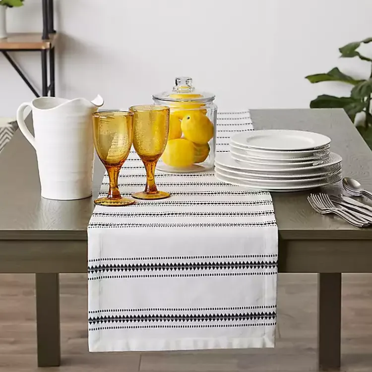 Kirklands Home Table Linens|Zig Zag Dobby Stripe Table Runner, 72 in. Black