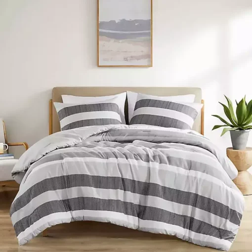 Kirklands Home Comforters|Blake Gray Stripe 3-pc. Full/Queen Comforter Set