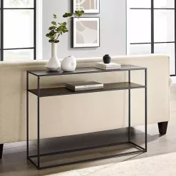 Kirklands Home Entryway Furniture|Blake Simple Metal Console Table Black