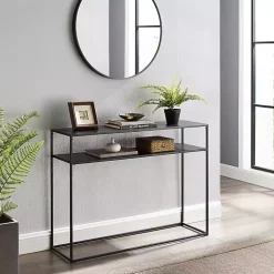 Kirklands Home Entryway Furniture|Blake Simple Metal Console Table Black