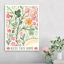 Kirklands Home Canvas Art|Bless This Home Floral Canvas Art Print Green