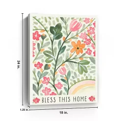 Kirklands Home Canvas Art|Bless This Home Floral Canvas Art Print Green