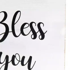 Kirklands Home Bathroom Accessories|Bless You Wood Tissue Box Cover White