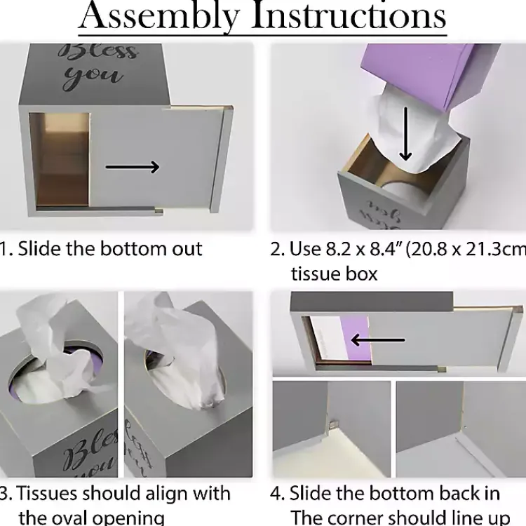 Kirklands Home Bathroom Accessories|Bless You Wood Tissue Box Cover White