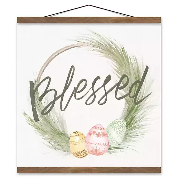 Discount Blessed Egg Wreath Teak Hanging Canvas Art Print Easter Decorations