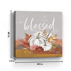 New Blessed Pumpkins and Flowers Giclee Canvas Print Fall
