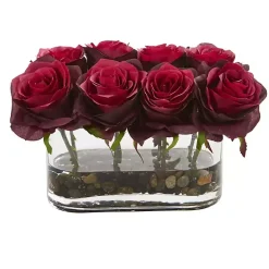 Clearance Blooming Roses Arrangement in Glass Vase Arrangements & Greenery