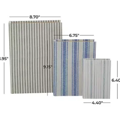 Discount Blue & Cream Striped Canvas Book Boxes, Set of 3 Baskets & Boxes